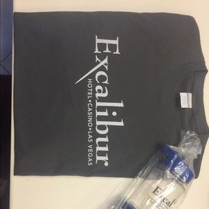 Mens t shirts Excalibur and water bottle